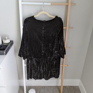 Madewell Black Velvet Drop Waist Button Back Dress